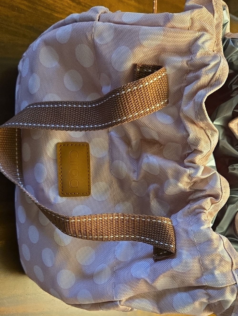 CIROA Polka Dot Pink Insulated Lunch Bag with Drawstring Closure